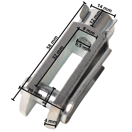 Cantonal Gaffel met borgclip M8 x 32